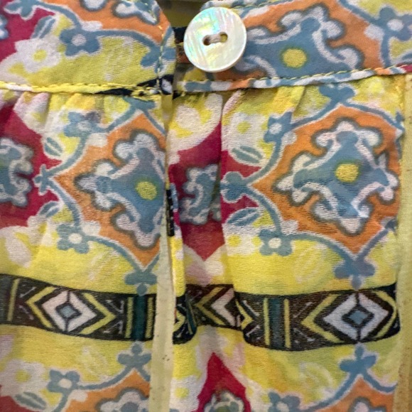 Anthropologie Fig & Flowers Boho Multicolor Sheer Blouse - Picture 2 of 5